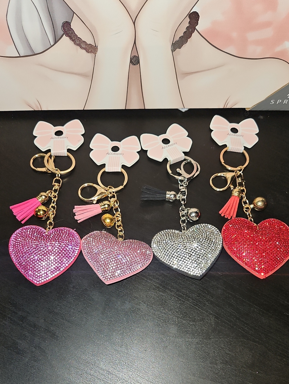 Rhinestone Heart Keychain Nwt